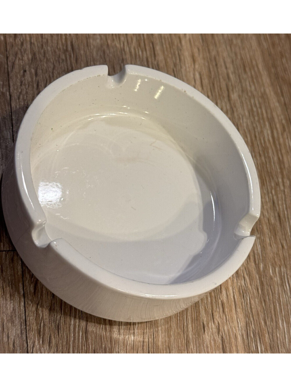Porcelain by Dotson White Round Porcelain Ashtray, Glossy, Printed Backstamp